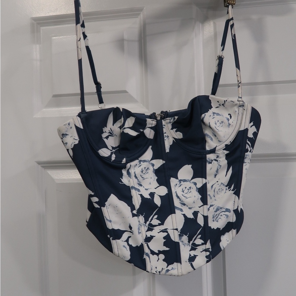 White Fox Boutique White Floral Corset Top